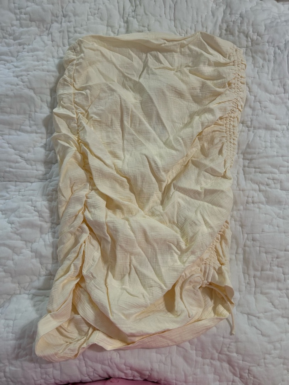 Zara Cream Ruched Mini Skirt